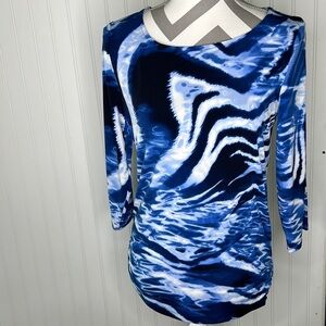Chicos Abstract Half Peekaboo Sleeves Tunic Size 4